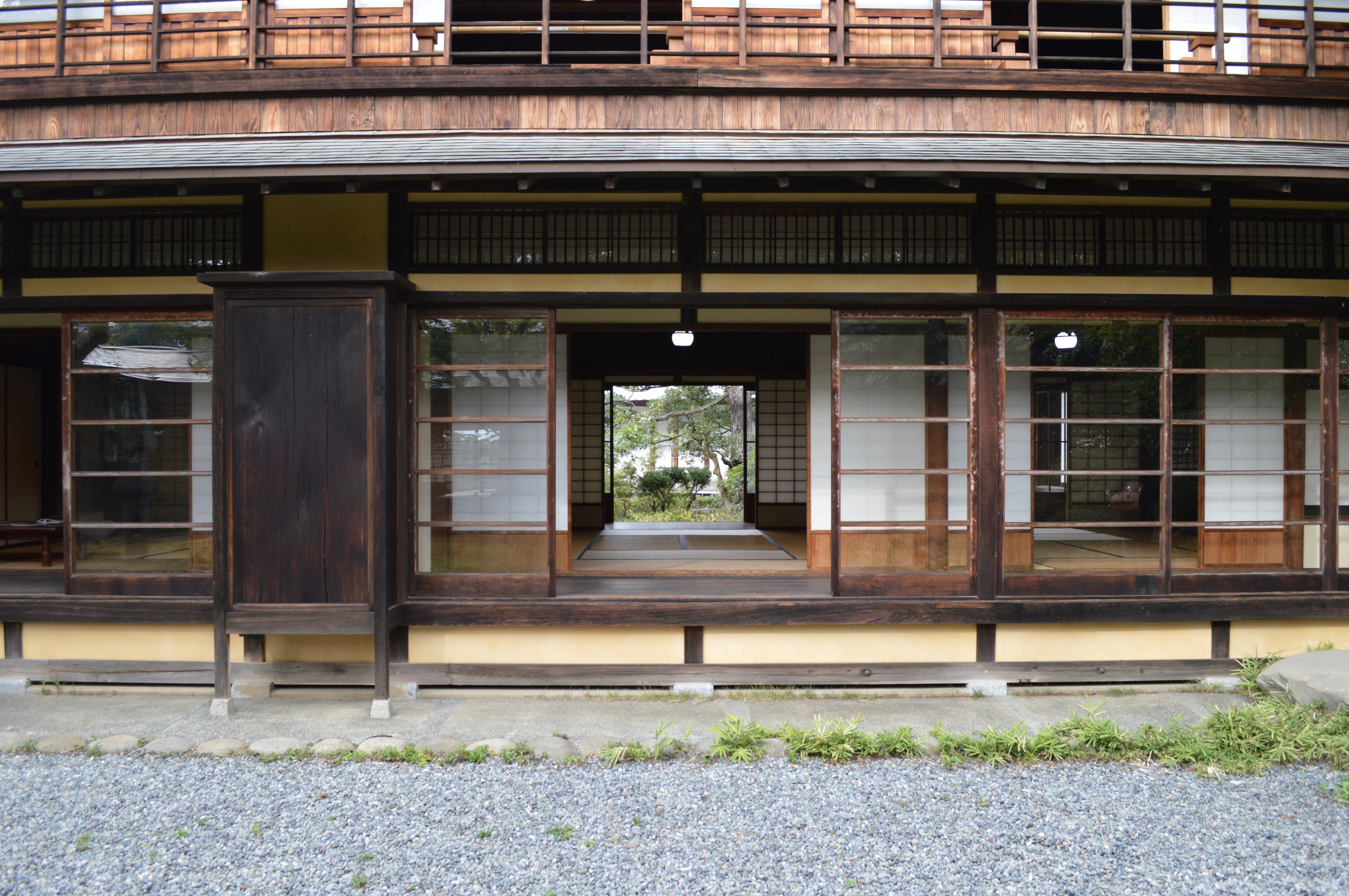A view to a distant garden at the museum