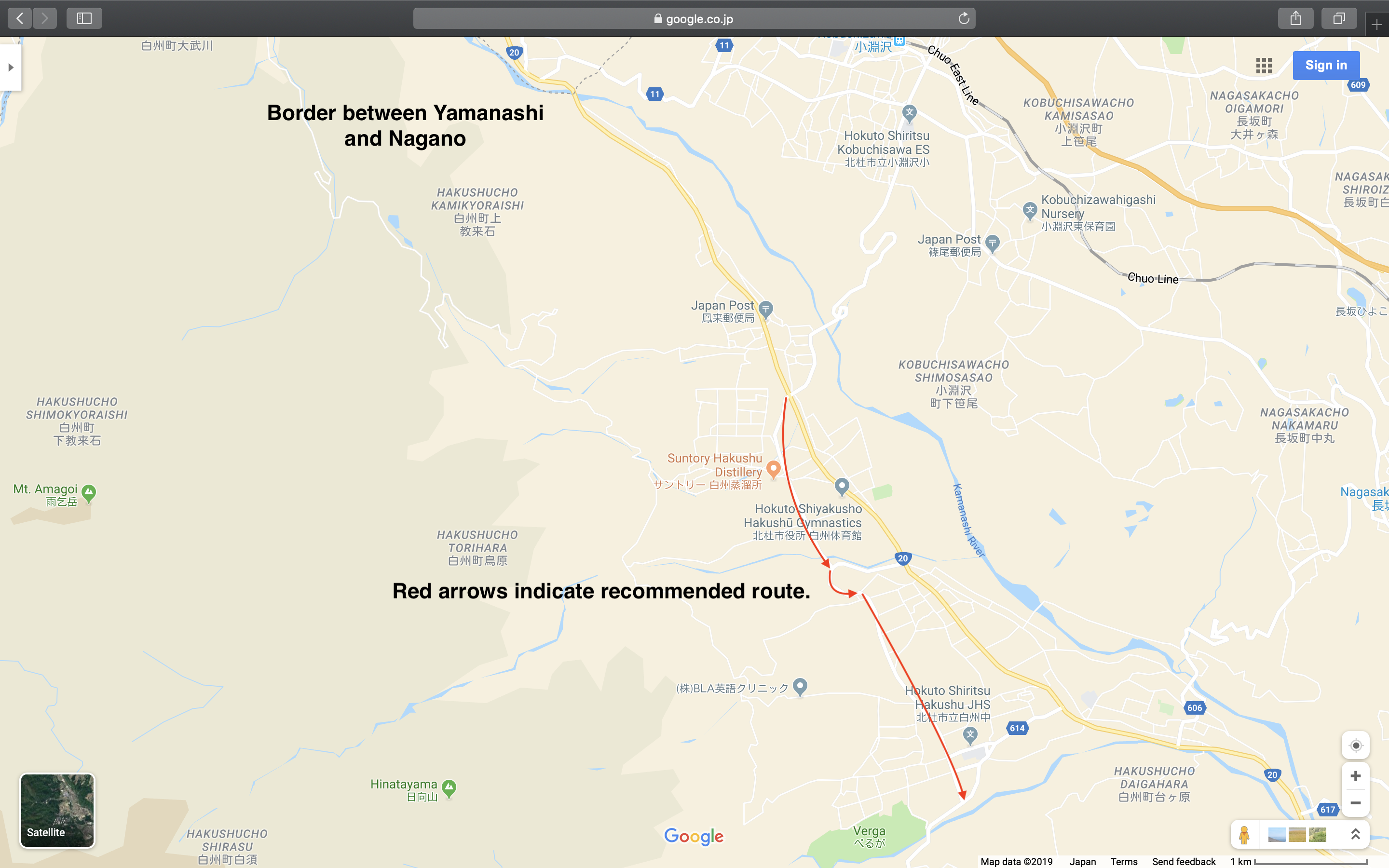 Map 1: Nagano to Mount Fuji Area