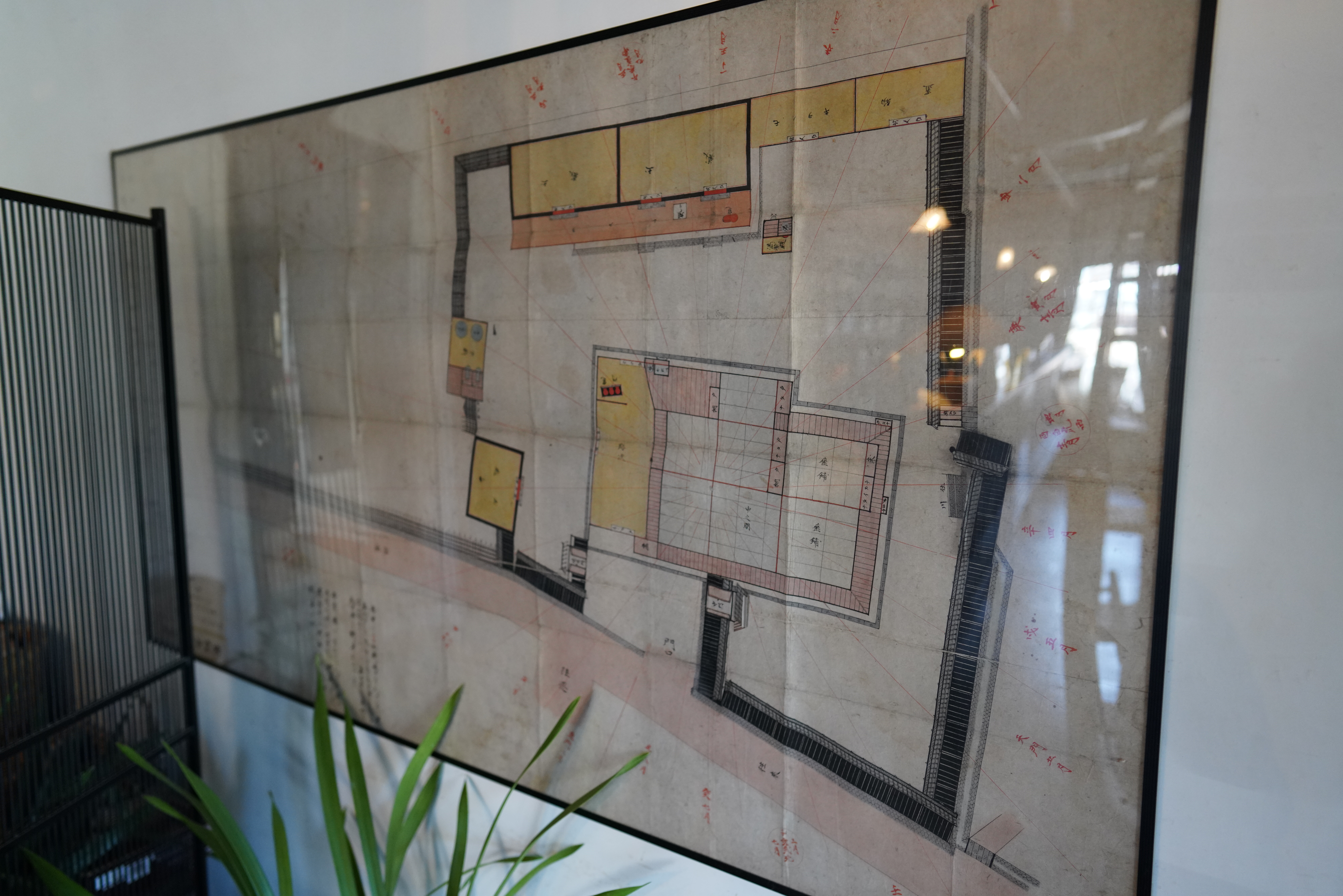 The architectural drawing of the main winery building and its surrounding property.